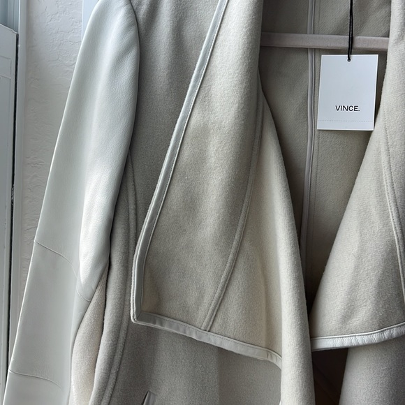 VINCE | Wool Jacket with Leather Sleeves - Picture 2 of 8